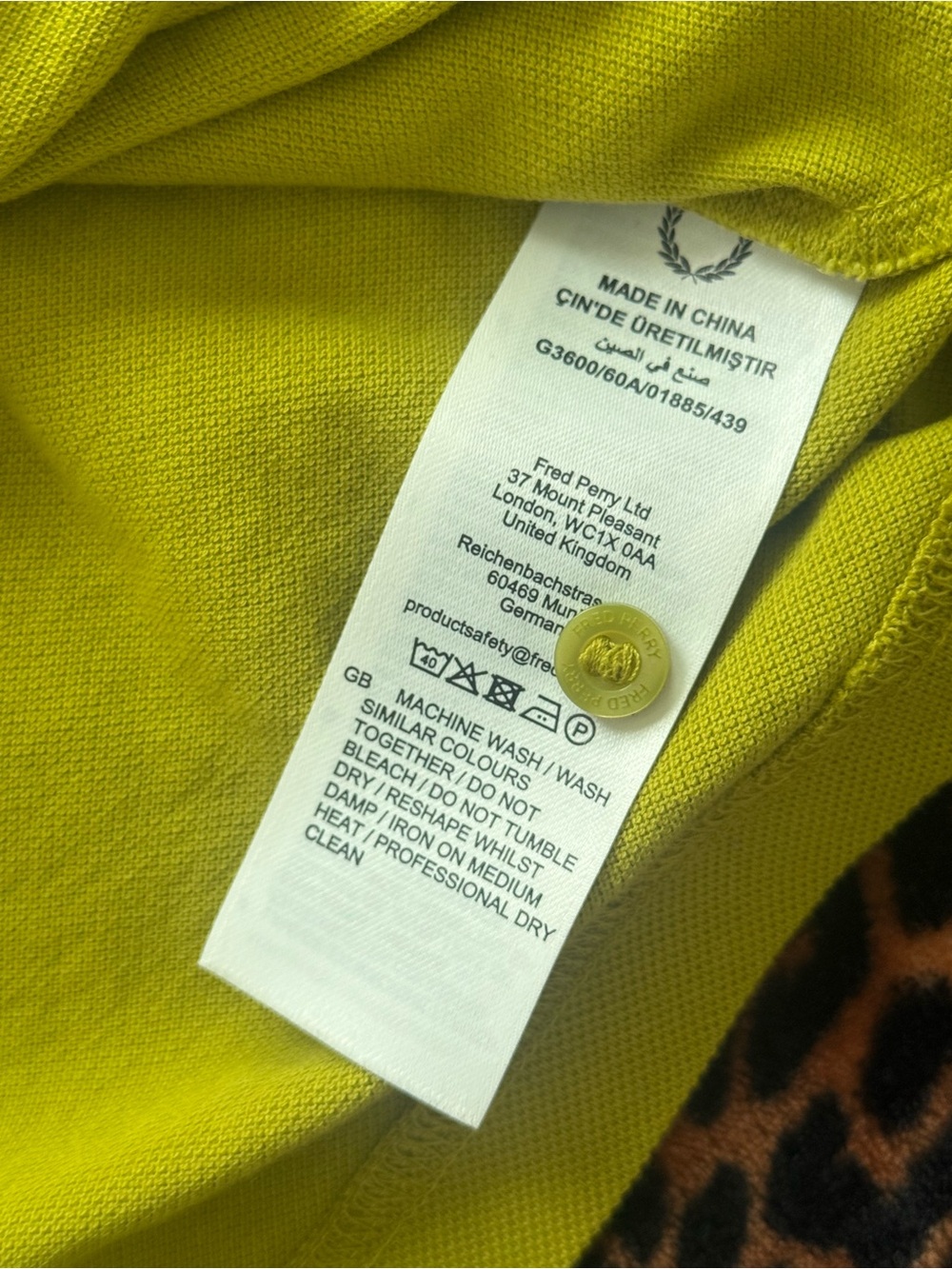 Fred Perry G3600 Tennis Ball Yellow - Picture 7 of 7